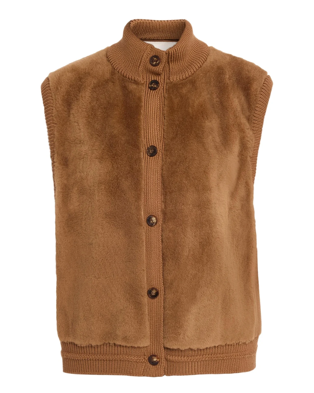 Lafayette 148 New York Button-Front Shearling Vest