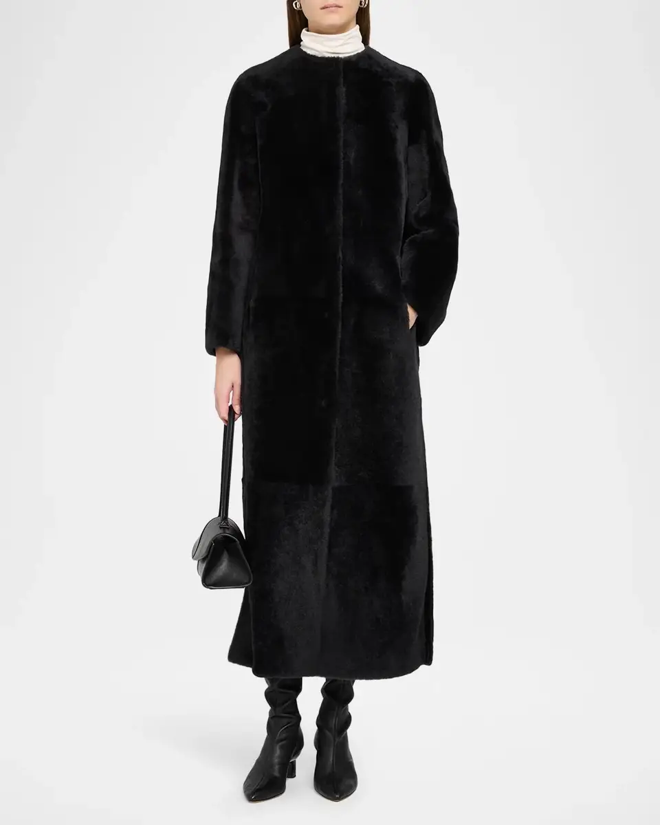 Yves Salomon Manteau Lamb Shearling Collarless Long Coat | Thumbnail 2