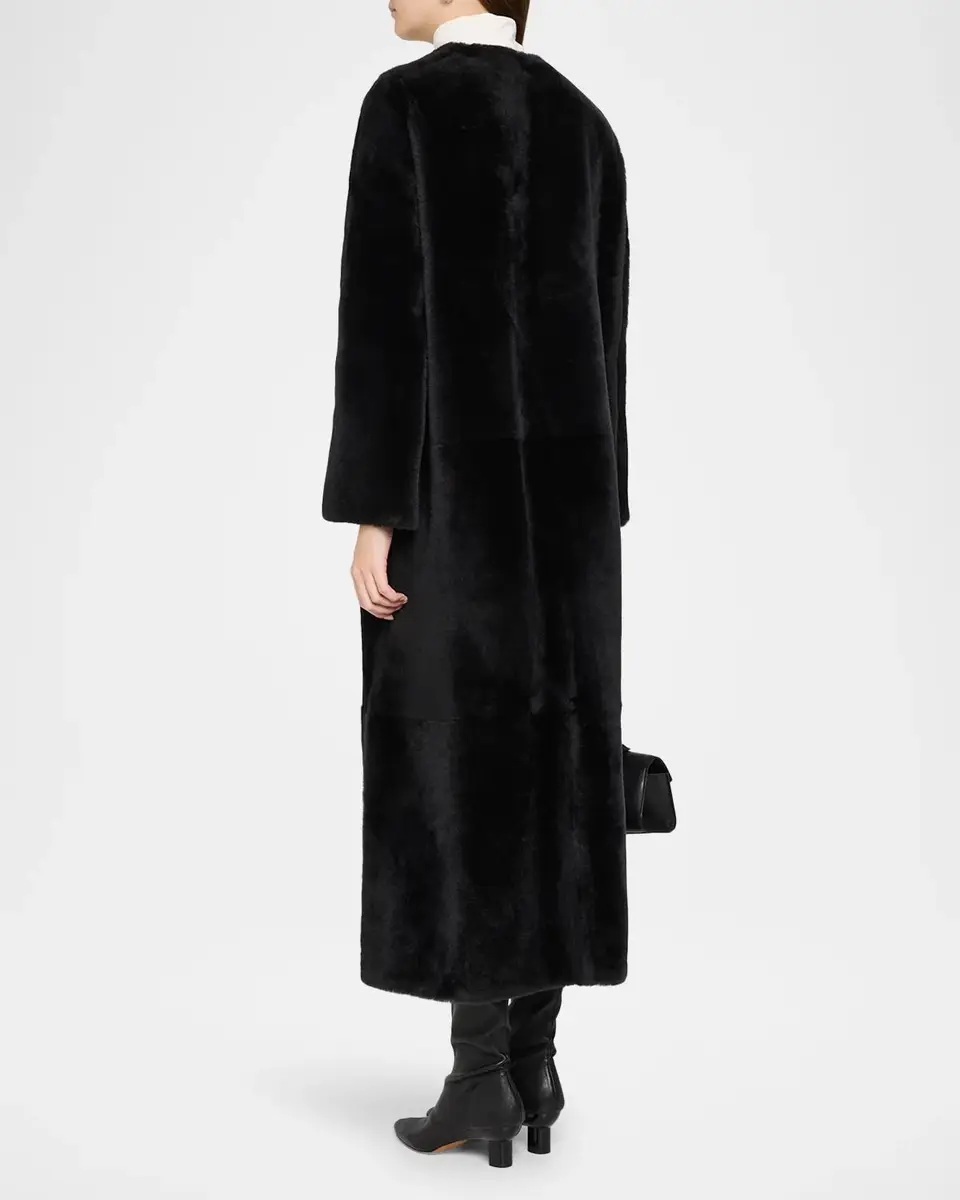 Yves Salomon Manteau Lamb Shearling Collarless Long Coat | Thumbnail 3
