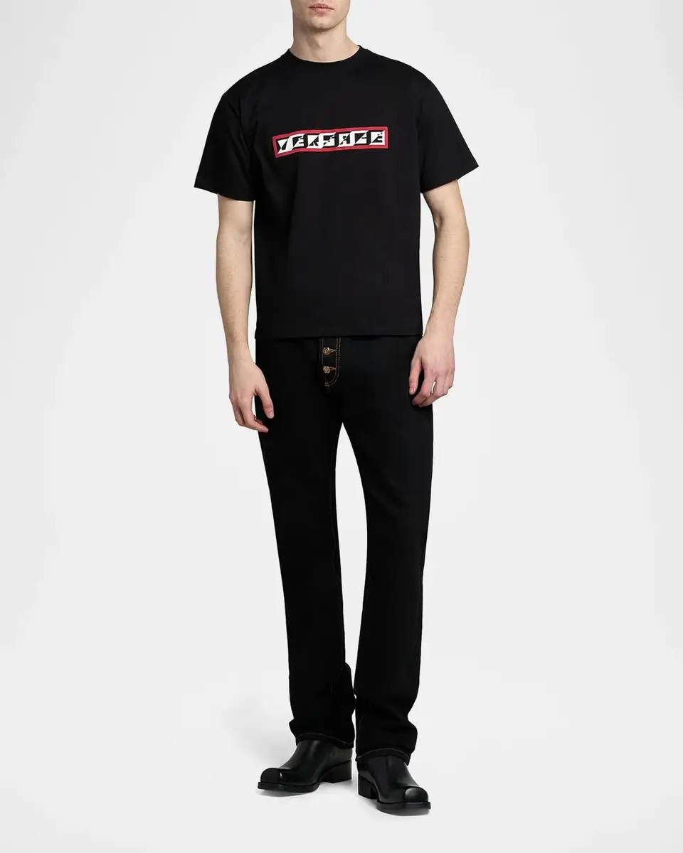 Versace Men's Cotton Graphic Logo Crewneck T-Shirt | Thumbnail 2 Versace Men's Cotton Graphic Logo Crewneck T-Shirt | Thumbnail 2