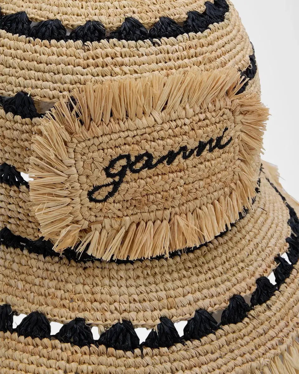 Ganni Stripe Raffia Bucket Hat | Thumbnail 2 Ganni Stripe Raffia Bucket Hat | Thumbnail 2