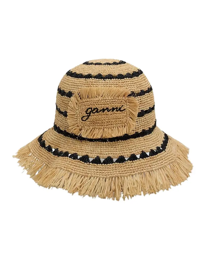 Stripe Raffia Bucket Hat