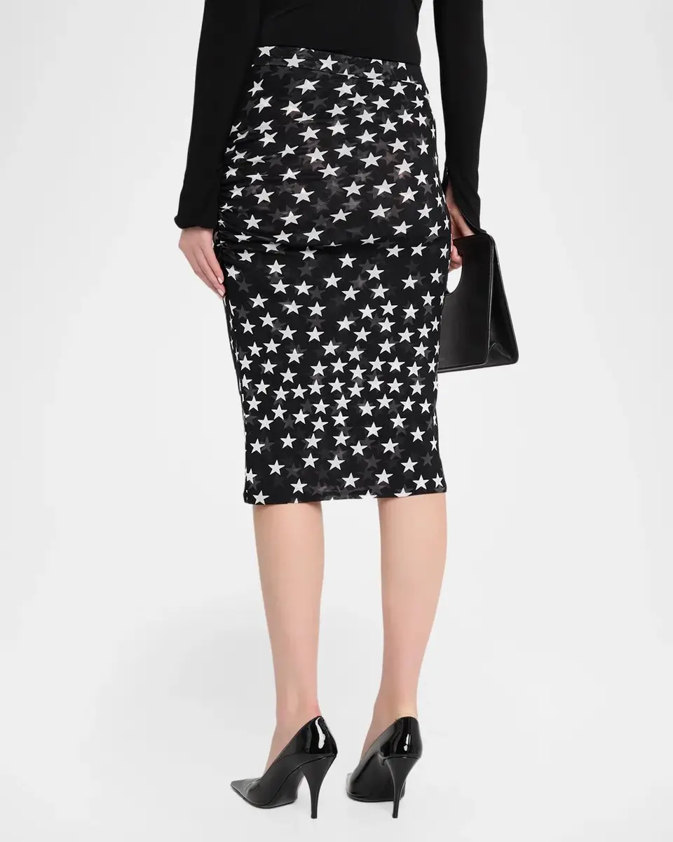 Stella McCartney Star-Print Mesh Ruched Pencil Skirt | Thumbnail 3 Stella McCartney Star-Print Mesh Ruched Pencil Skirt | Thumbnail 3