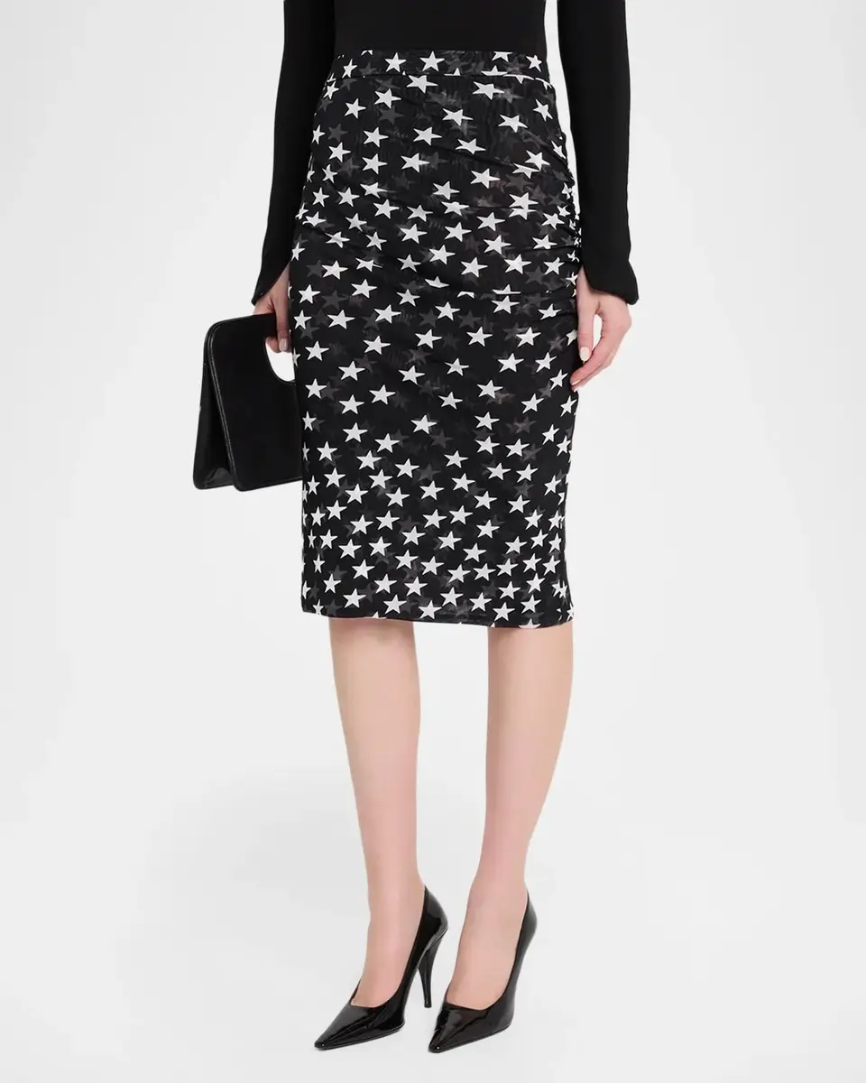 Stella McCartney Star-Print Mesh Ruched Pencil Skirt | Thumbnail 4 Stella McCartney Star-Print Mesh Ruched Pencil Skirt | Thumbnail 4