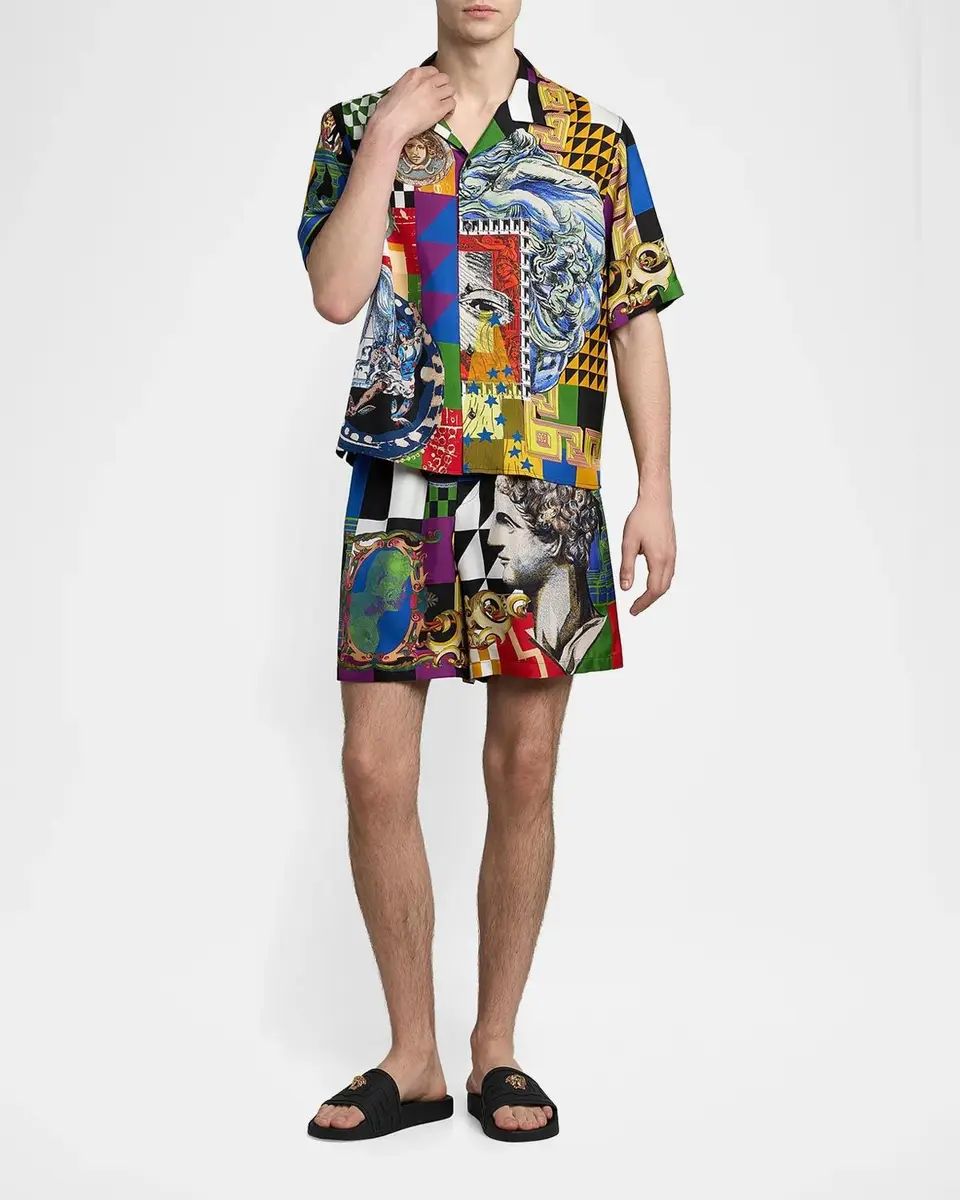 Versace Medusa Collage Silk Twill Shorts | Thumbnail 2 Versace Medusa Collage Silk Twill Shorts | Thumbnail 2