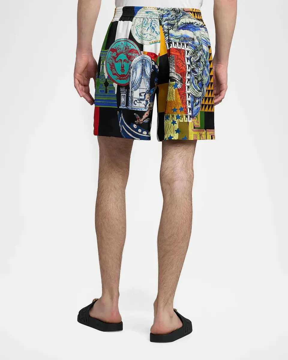 Versace Medusa Collage Silk Twill Shorts | Thumbnail 3 Versace Medusa Collage Silk Twill Shorts | Thumbnail 3