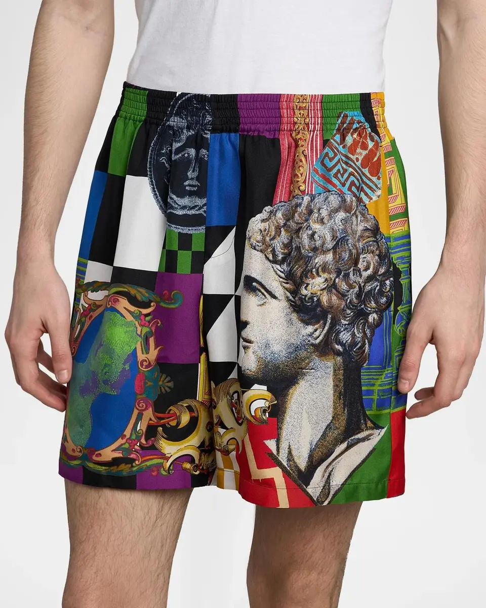 Versace Medusa Collage Silk Twill Shorts | Thumbnail 4 Versace Medusa Collage Silk Twill Shorts | Thumbnail 4