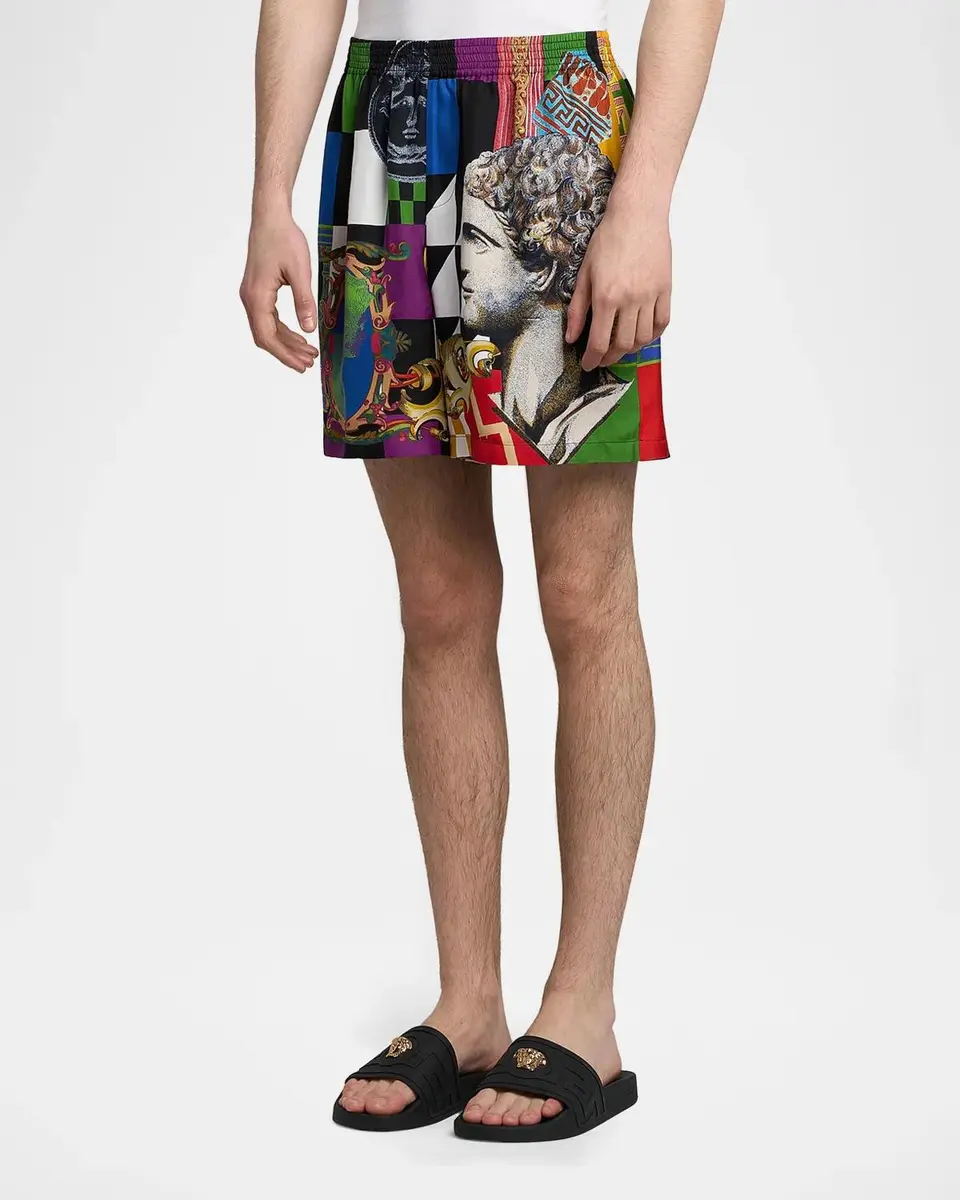 Versace Medusa Collage Silk Twill Shorts | Thumbnail 5 Versace Medusa Collage Silk Twill Shorts | Thumbnail 5