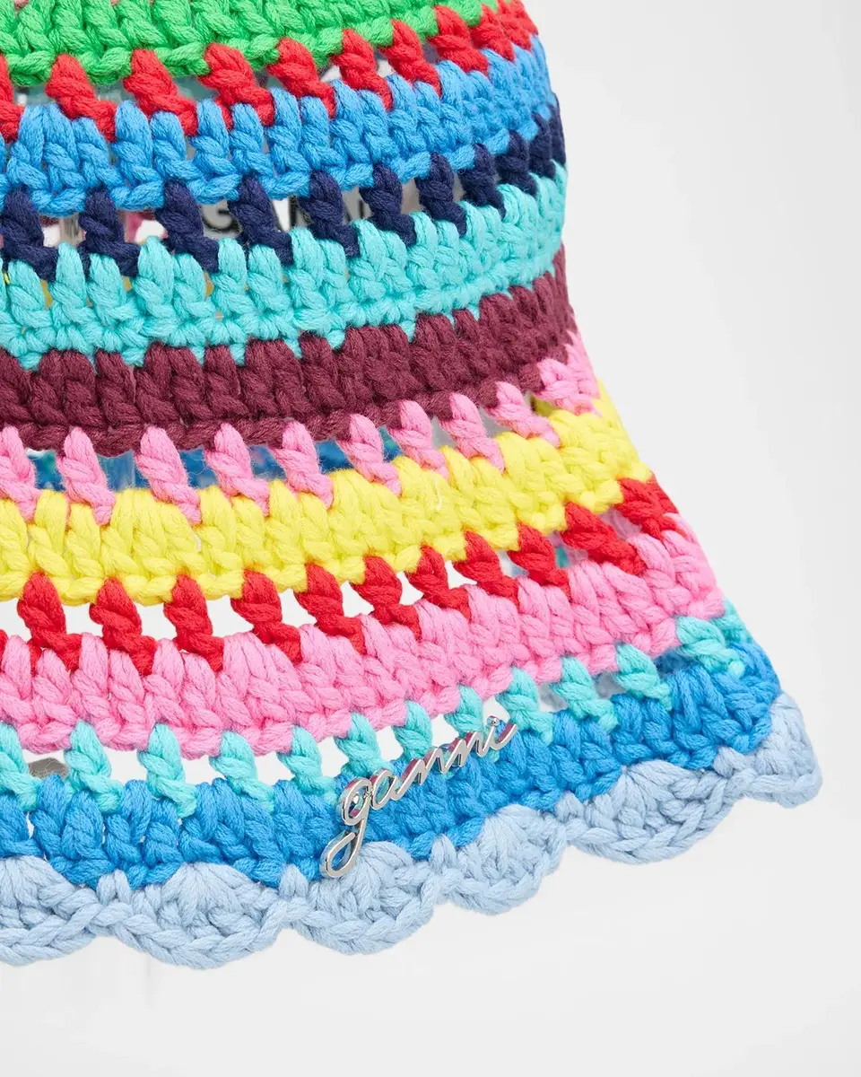 Ganni Striped Crochet Bucket Hat | Thumbnail 2 Ganni Striped Crochet Bucket Hat | Thumbnail 2