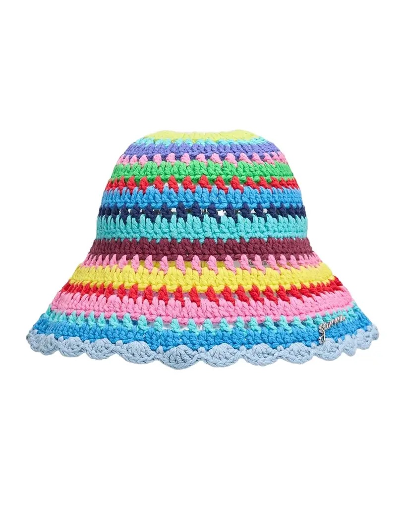 Ganni Striped Crochet Bucket Hat