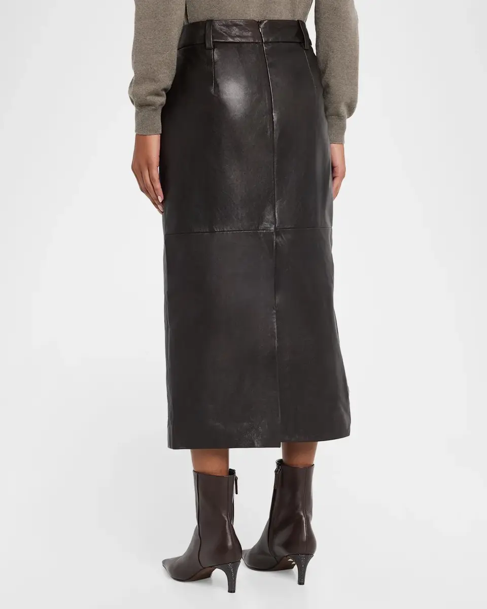 Brunello Cucinelli Leather Midi Pencil Skirt | Thumbnail 3 Brunello Cucinelli Leather Midi Pencil Skirt | Thumbnail 3