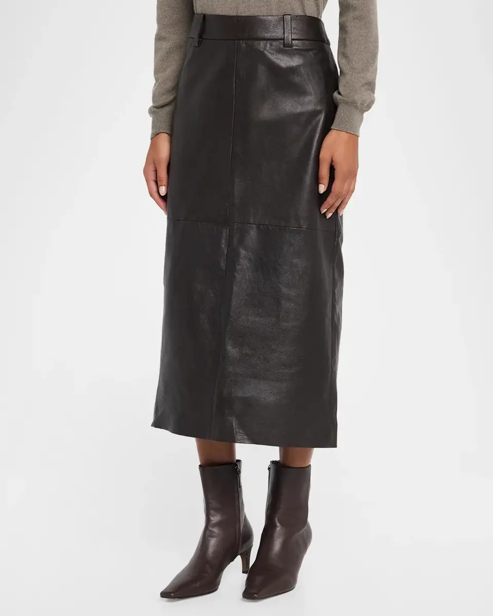 Brunello Cucinelli Leather Midi Pencil Skirt | Thumbnail 4 Brunello Cucinelli Leather Midi Pencil Skirt | Thumbnail 4