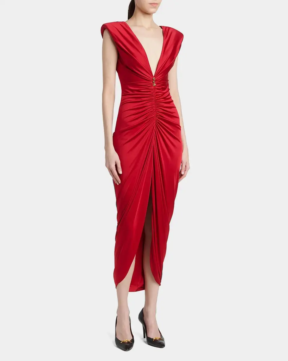 Versace Ruched Tulip-Hem Gown | Thumbnail 4 Versace Ruched Tulip-Hem Gown | Thumbnail 4