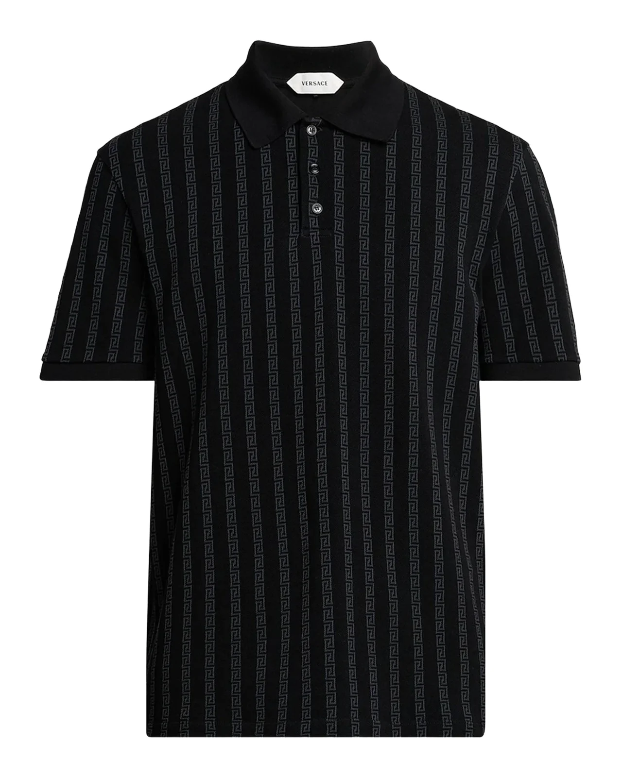 Versace Men's Cotton Greca-Stripe Polo Shirt