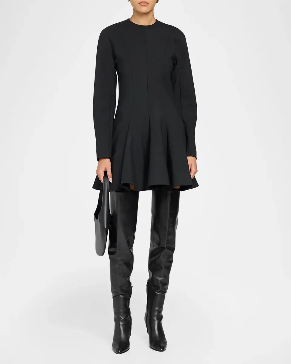 Stella McCartney Long-Sleeve Peplum Wool Stretch Mini Dress | Thumbnail 2 Stella McCartney Long-Sleeve Peplum Wool Stretch Mini Dress | Thumbnail 2