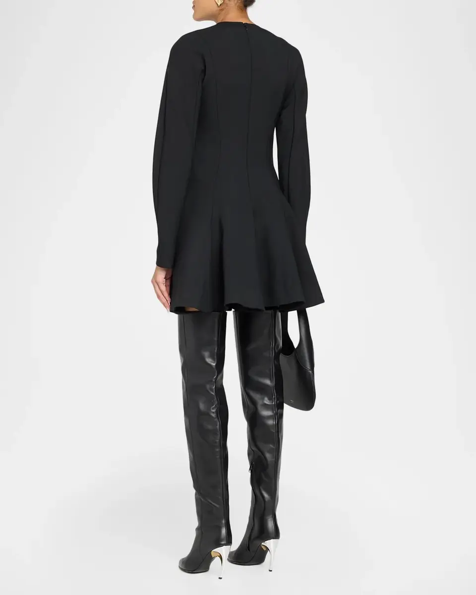 Stella McCartney Long-Sleeve Peplum Wool Stretch Mini Dress | Thumbnail 3 Stella McCartney Long-Sleeve Peplum Wool Stretch Mini Dress | Thumbnail 3