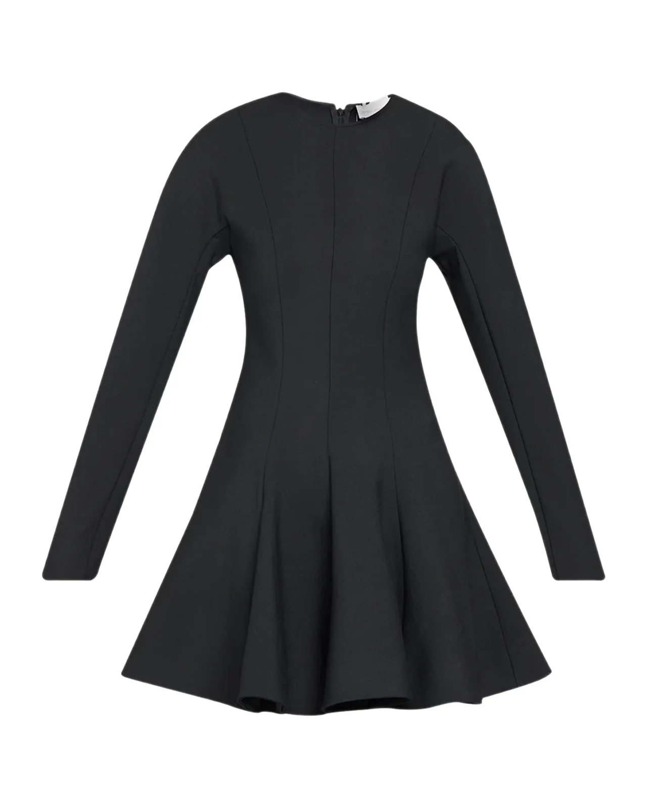 Long-Sleeve Peplum Wool Stretch Mini Dress