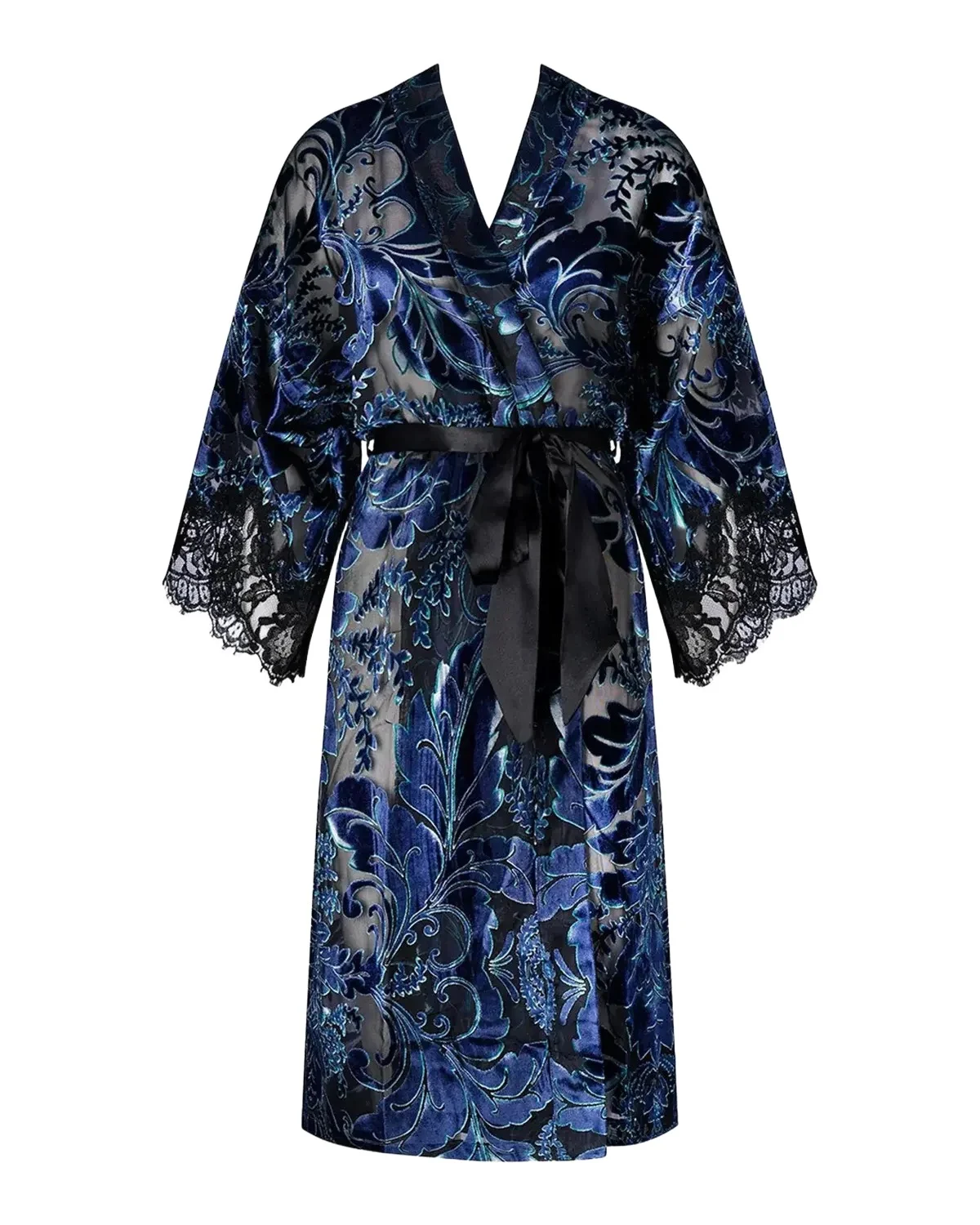 Lace-Trim Burnout Velvet Robe Lace-Trim Burnout Velvet Robe