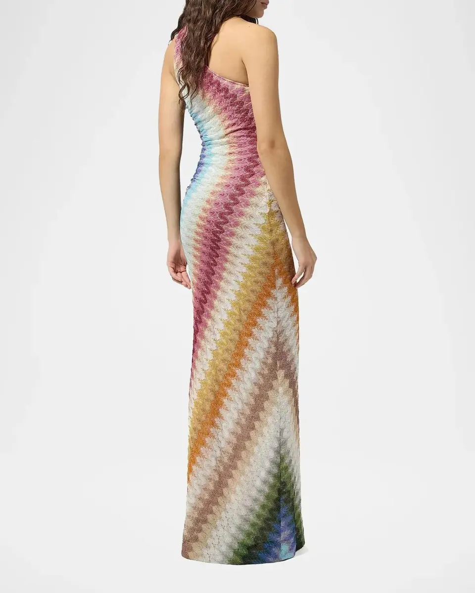 Missoni One-Shoulder Metallic Zigzag Crochet Maxi Dress | Thumbnail 3 Missoni One-Shoulder Metallic Zigzag Crochet Maxi Dress | Thumbnail 3