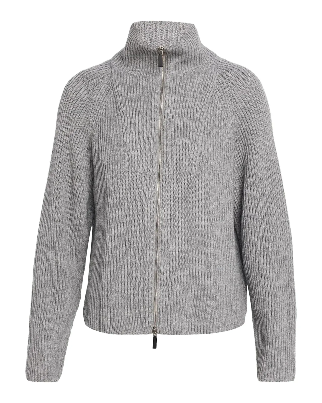 Lafayette 148 New York Zip-Front Rib Knit Cardigan
