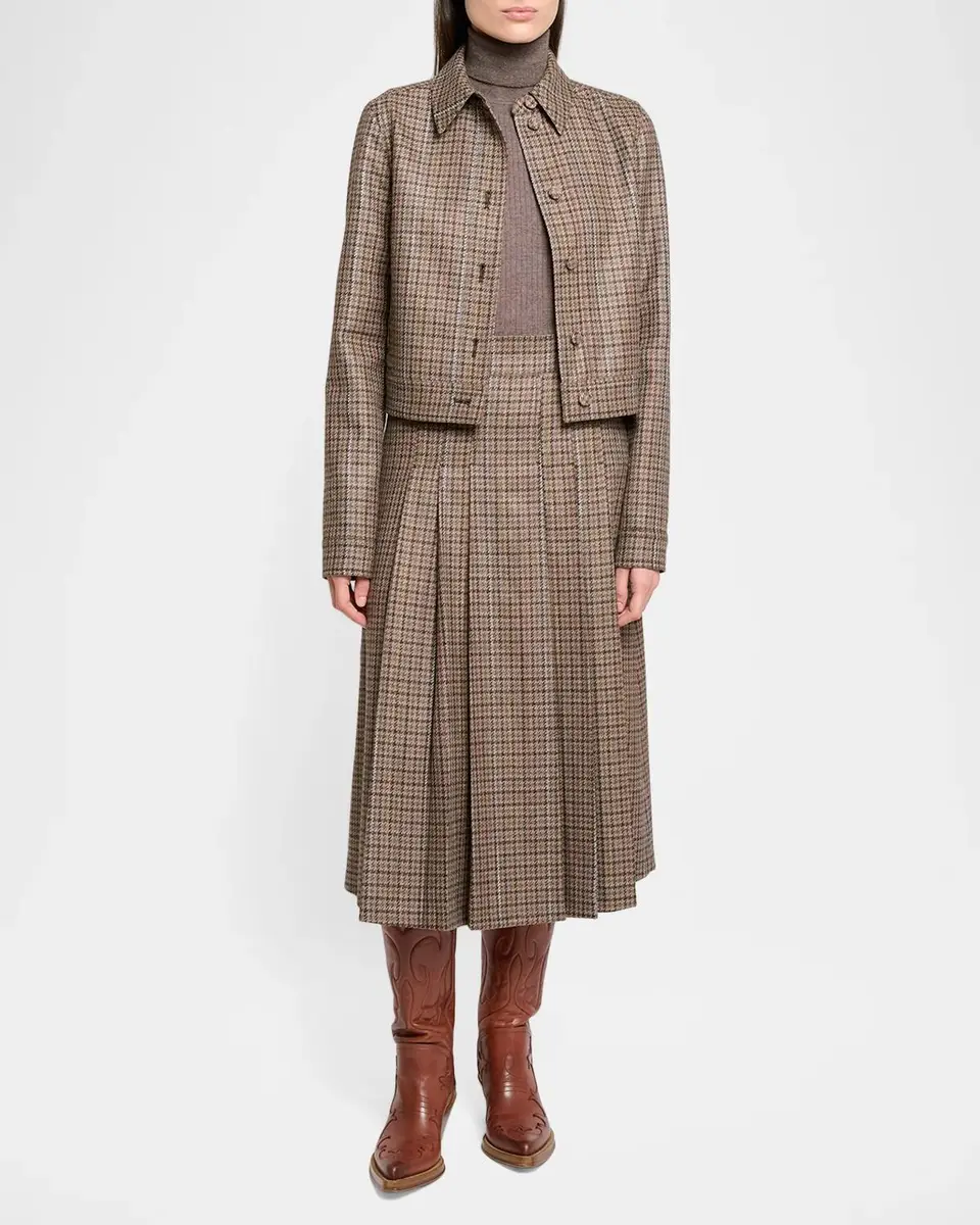 Gabriela Hearst Wesley Houndstooth Pleated Midi Skirt | Thumbnail 2 Gabriela Hearst Wesley Houndstooth Pleated Midi Skirt | Thumbnail 2