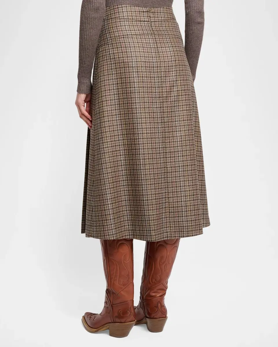 Gabriela Hearst Wesley Houndstooth Pleated Midi Skirt | Thumbnail 3 Gabriela Hearst Wesley Houndstooth Pleated Midi Skirt | Thumbnail 3