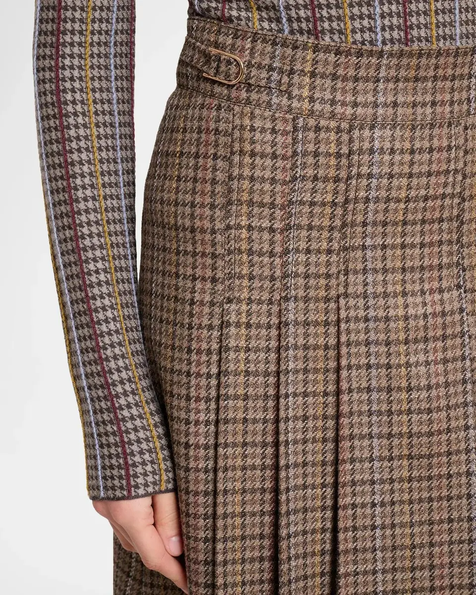 Gabriela Hearst Wesley Houndstooth Pleated Midi Skirt | Thumbnail 5 Gabriela Hearst Wesley Houndstooth Pleated Midi Skirt | Thumbnail 5