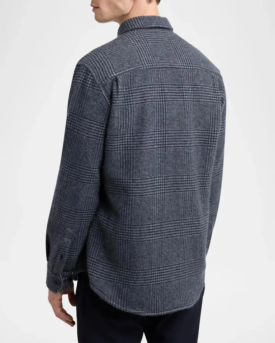 Brioni Men's Vagabond Cashmere Plaid Overshirt | Thumbnail 3 Brioni Men's Vagabond Cashmere Plaid Overshirt | Thumbnail 3