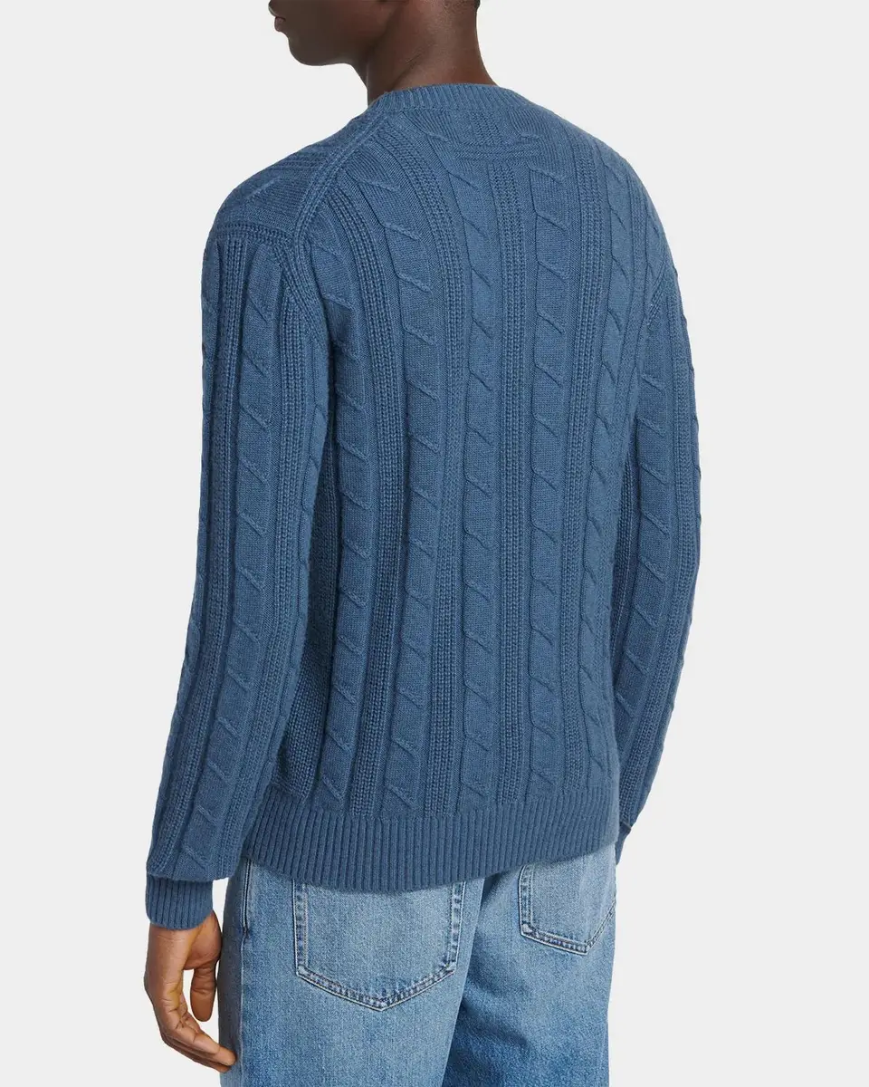 Zegna Men's Oasi Cashmere Cable Crewneck Sweater | Thumbnail 3 Zegna Men's Oasi Cashmere Cable Crewneck Sweater | Thumbnail 3