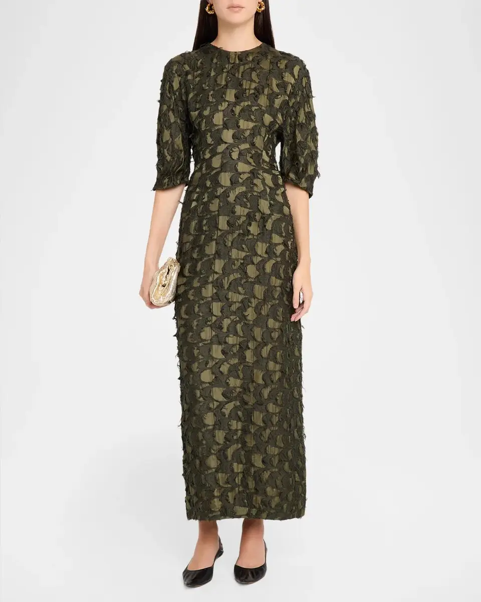 Gabriela Hearst Coretta Fil Coupé Silk-Wool Maxi Dress | Thumbnail 2