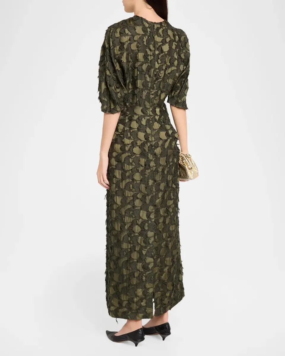 Gabriela Hearst Coretta Fil Coupé Silk-Wool Maxi Dress | Thumbnail 3