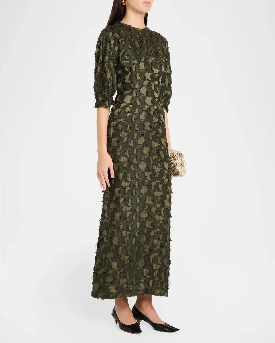 Gabriela Hearst Coretta Fil Coupé Silk-Wool Maxi Dress | Thumbnail 4