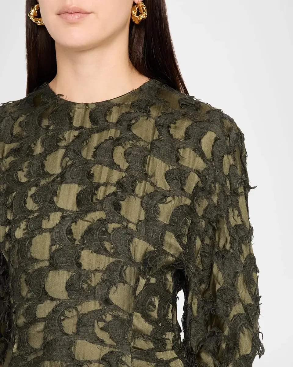 Gabriela Hearst Coretta Fil Coupé Silk-Wool Maxi Dress | Thumbnail 5