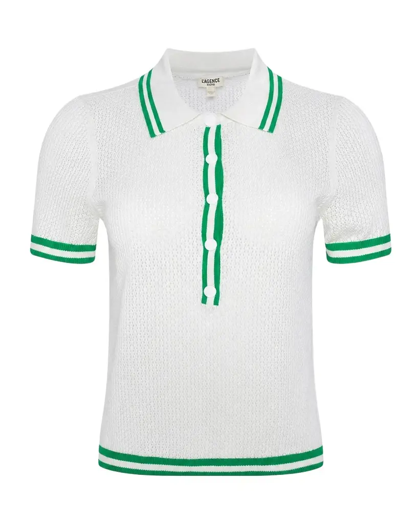 L'Agence Calvin Striped-Trim Polo Shirt