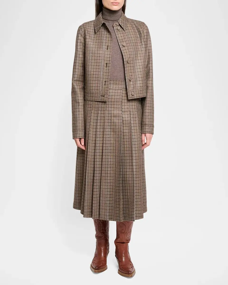 Gabriela Hearst Thereza Clubcheck Wool-Silk Single-Breasted Jacket | Thumbnail 2