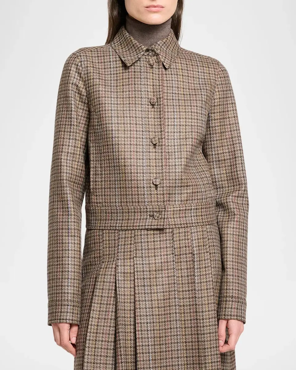 Gabriela Hearst Thereza Clubcheck Wool-Silk Single-Breasted Jacket | Thumbnail 4