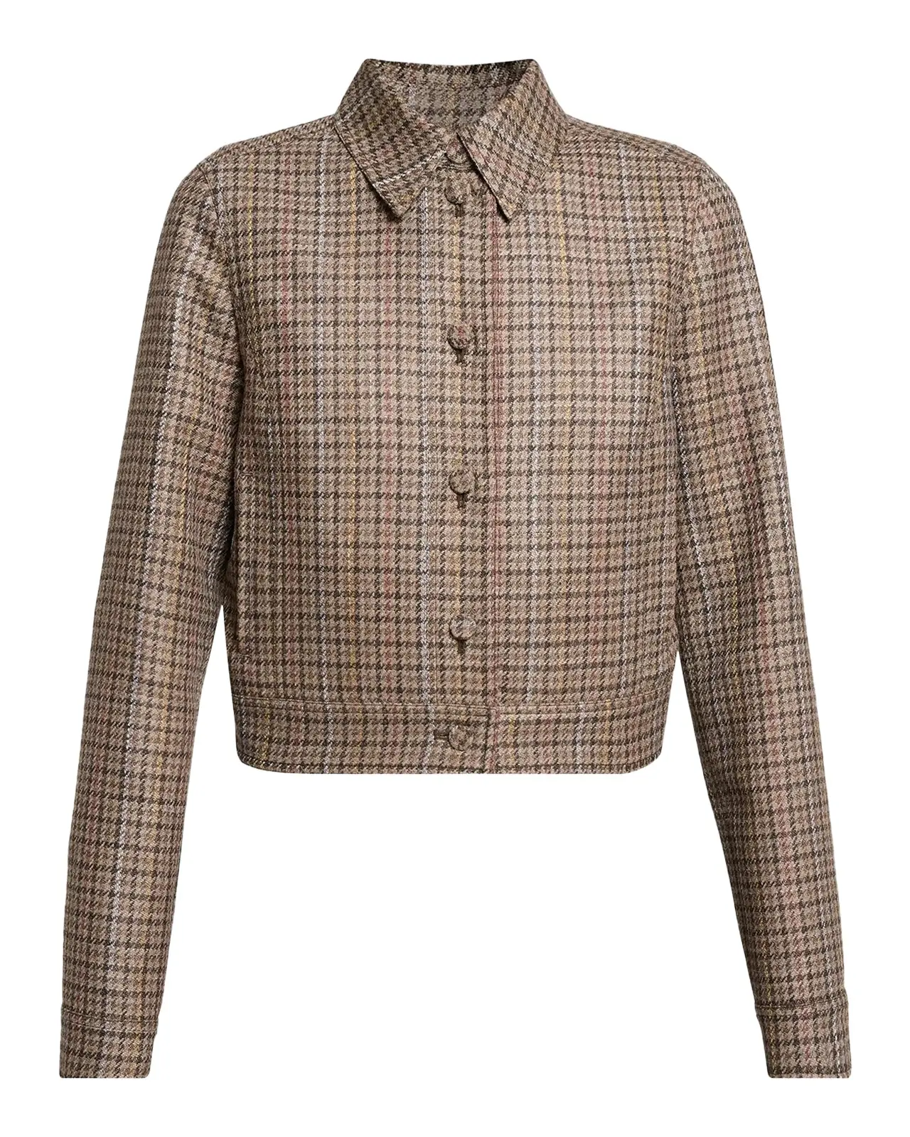 Thereza Clubcheck Wool-Silk Single-Breasted Jacket