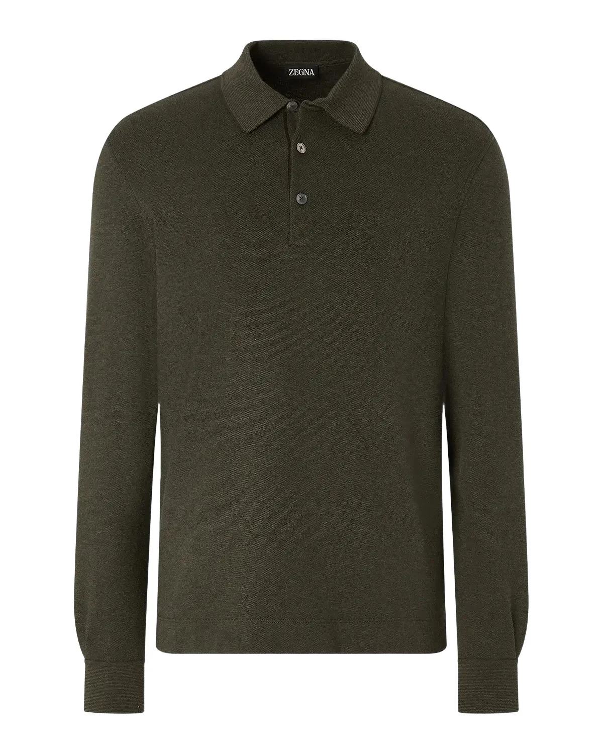 Zegna Men's Cotton Long-Sleeve Polo Shirt