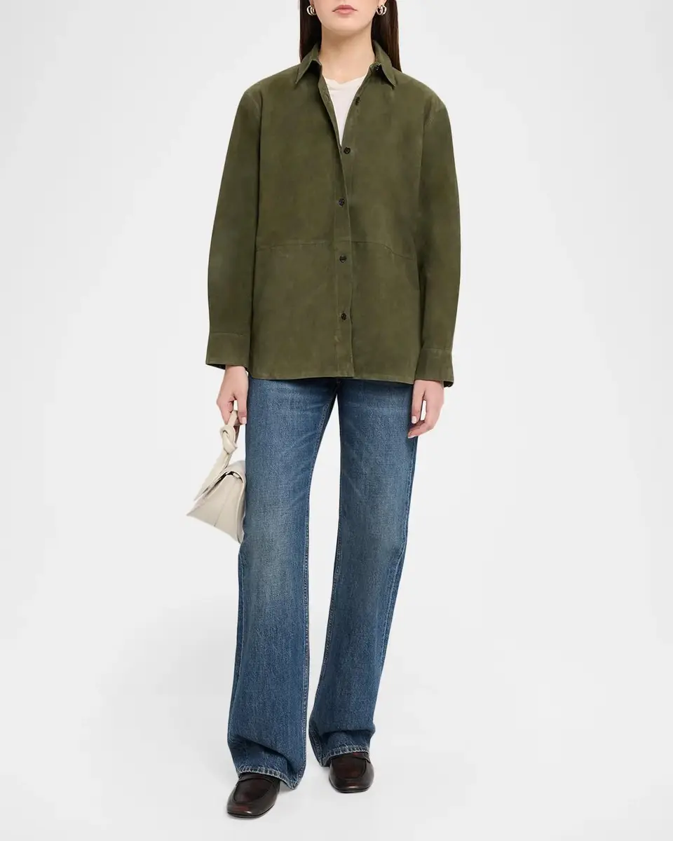 Theory Long-Sleeve Suede Menswear Shirt | Thumbnail 2