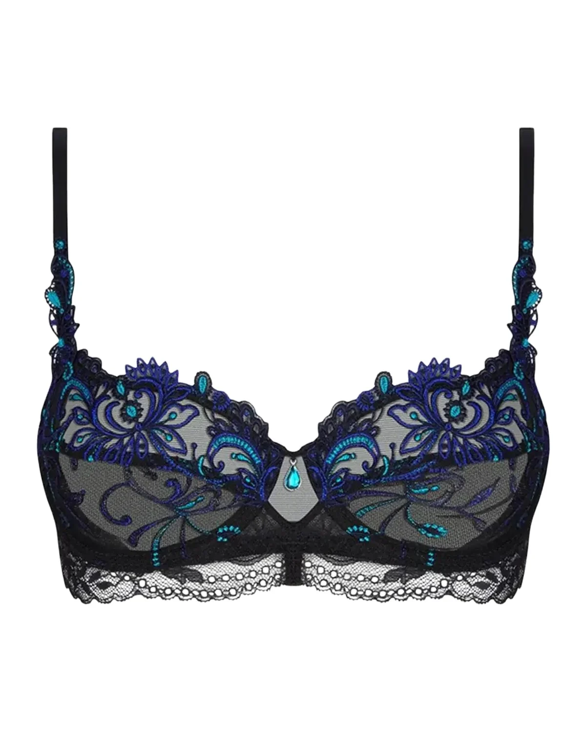 Embroidered Lace-Trim Demi Bra Embroidered Lace-Trim Demi Bra