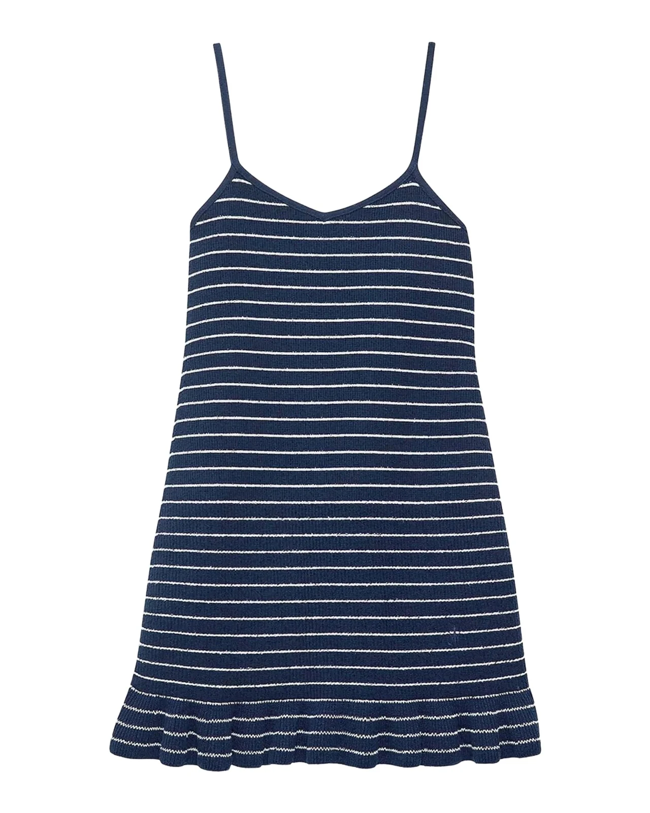 Sleeveless Striped Rib Ruffle Mini Dress