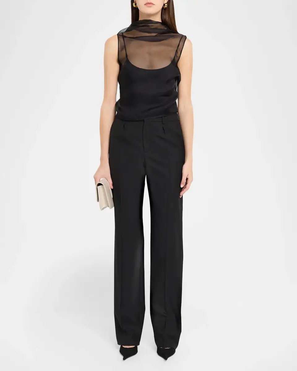 Brandon Maxwell Vienna Cowl-Neck Silk Georgette Drape Tank Top | Thumbnail 2 Brandon Maxwell Vienna Cowl-Neck Silk Georgette Drape Tank Top | Thumbnail 2