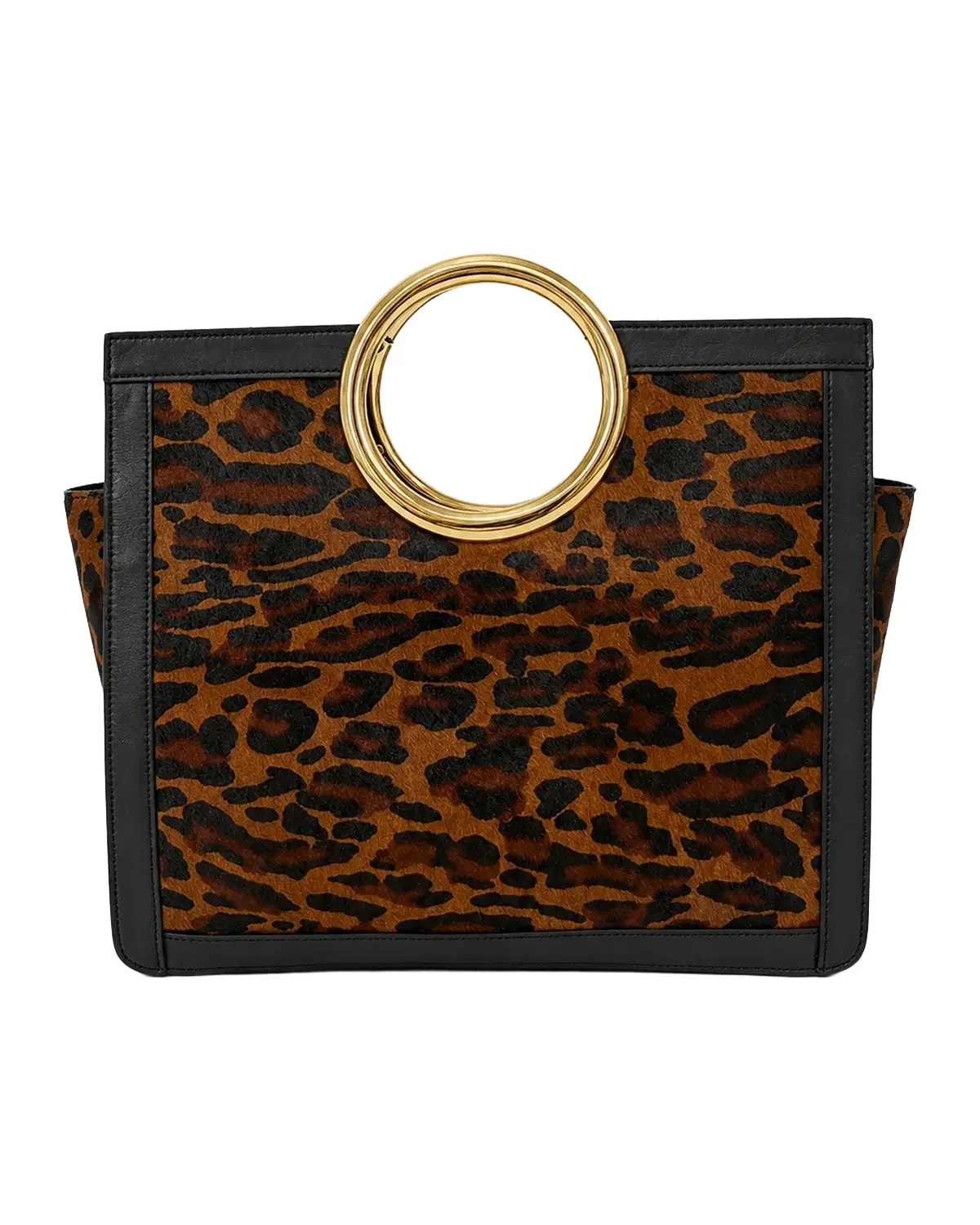 Hudson Leopard Calf Hair Top-Handle Bag