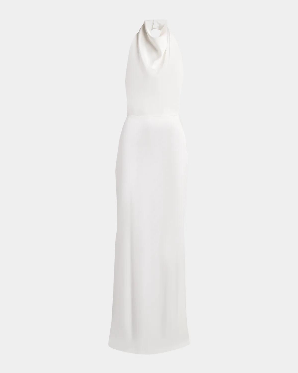 Givenchy Draped Halter Satin Trumpet Gown