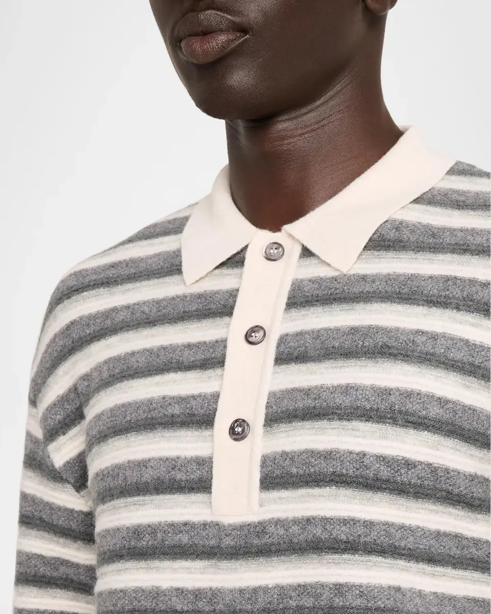 OFFICINE GÉNÉRALE Men's Wool Stripe Polo Sweater | Thumbnail 5 OFFICINE GÉNÉRALE Men's Wool Stripe Polo Sweater | Thumbnail 5