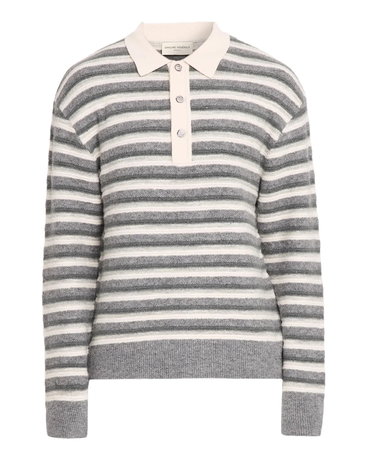 Men's Wool Stripe Polo Sweater Men's Wool Stripe Polo Sweater