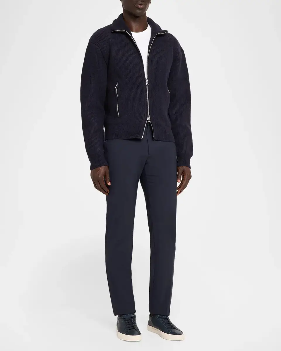 OFFICINE GÉNÉRALE Men's Wool Funnel Neck Full-Zip Sweater | Thumbnail 2 OFFICINE GÉNÉRALE Men's Wool Funnel Neck Full-Zip Sweater | Thumbnail 2