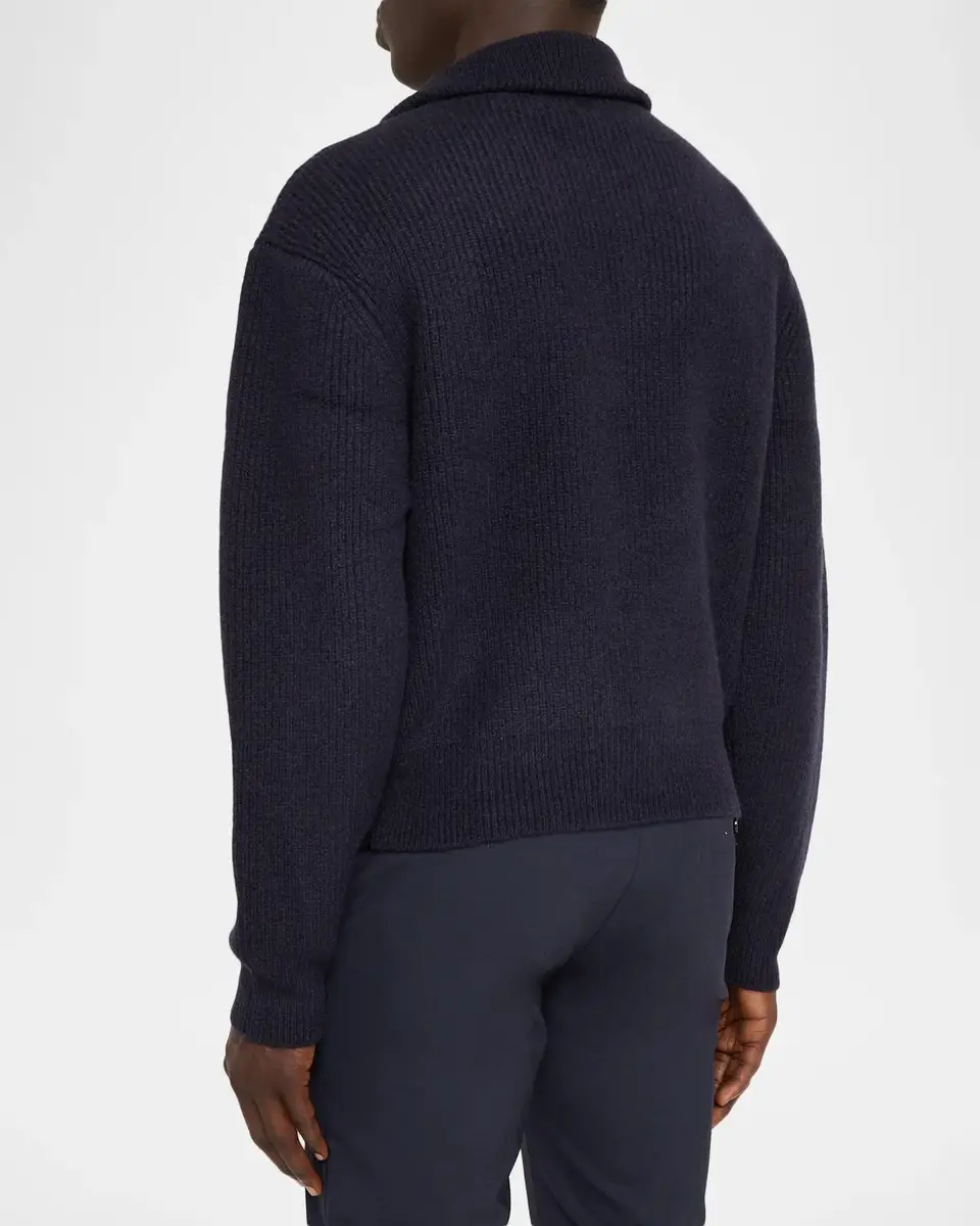 OFFICINE GÉNÉRALE Men's Wool Funnel Neck Full-Zip Sweater | Thumbnail 3 OFFICINE GÉNÉRALE Men's Wool Funnel Neck Full-Zip Sweater | Thumbnail 3