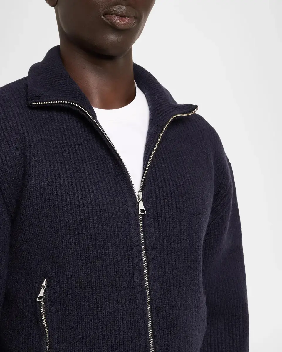 OFFICINE GÉNÉRALE Men's Wool Funnel Neck Full-Zip Sweater | Thumbnail 5 OFFICINE GÉNÉRALE Men's Wool Funnel Neck Full-Zip Sweater | Thumbnail 5