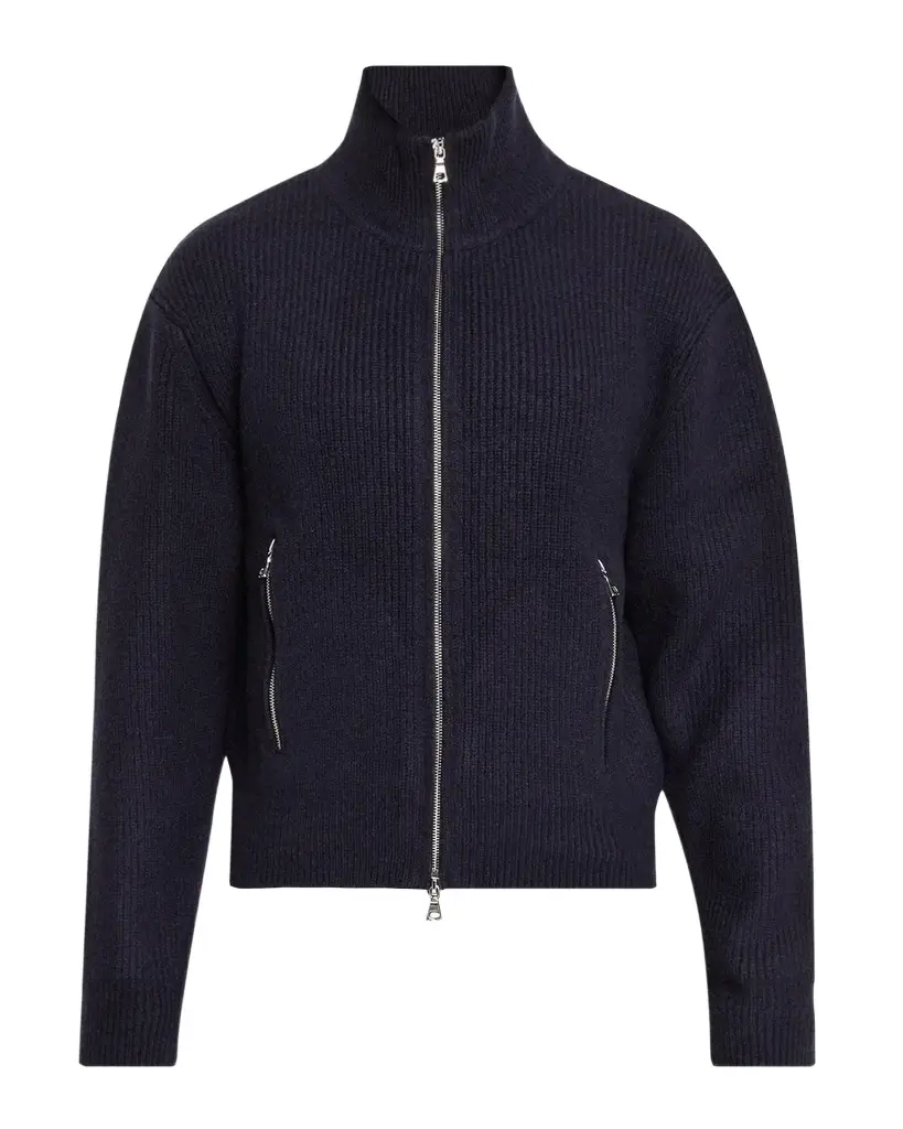OFFICINE GÉNÉRALE Men's Wool Funnel Neck Full-Zip Sweater